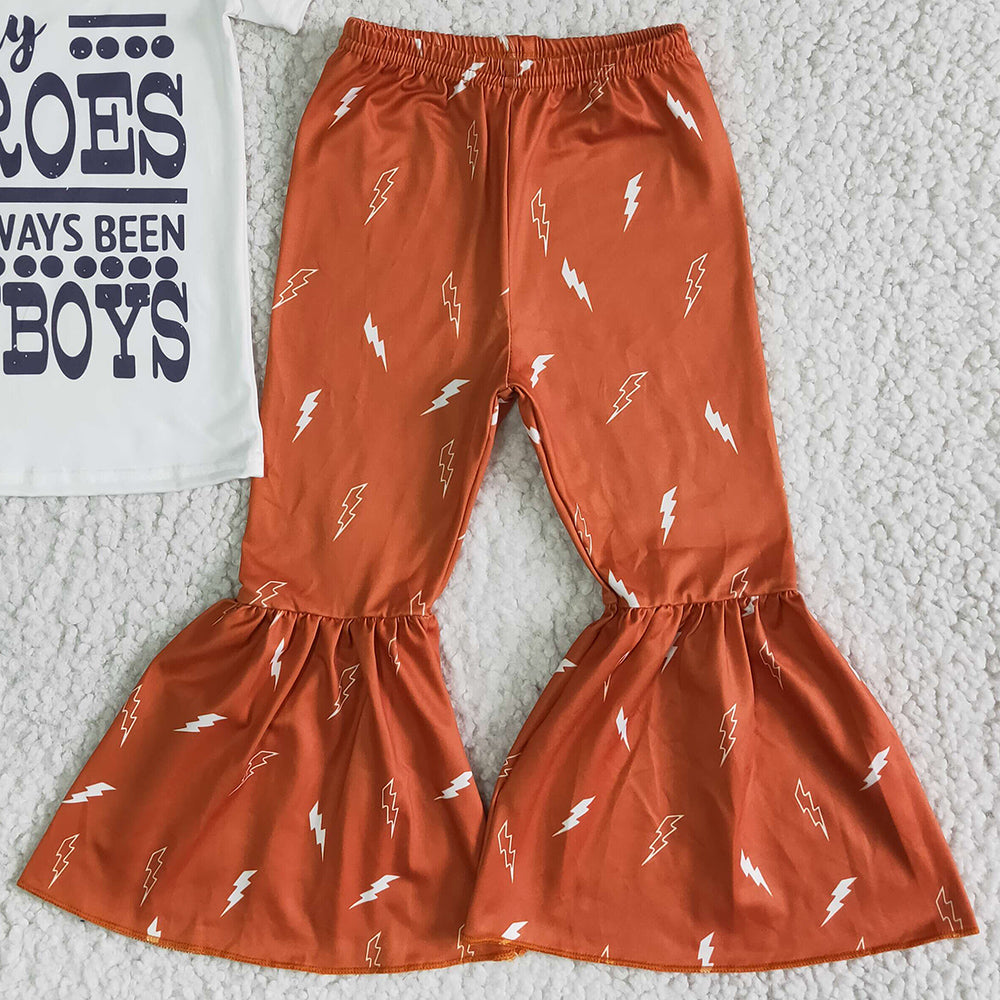 Wholesale Baby Girl Clothes Short Sleeve Girls Summer Clothes Bell Bottom Pants Set Cute Kids Clothing Girls Boutique Outfits B15-30