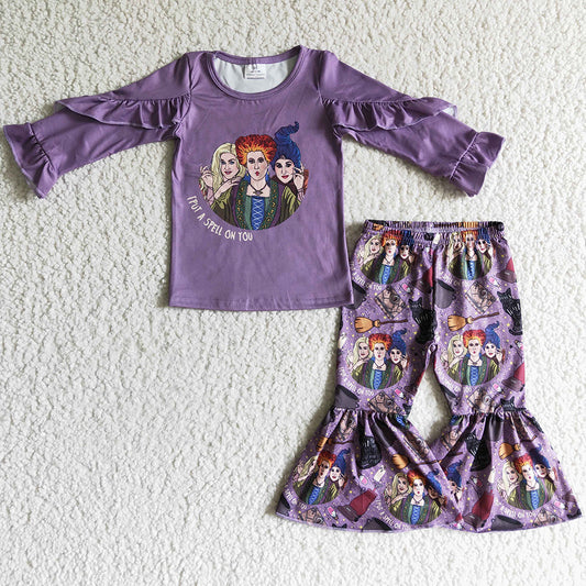 Boutique Kids Girls Clothes Long Sleeve Bell Pants Set for Halloween GLP0190