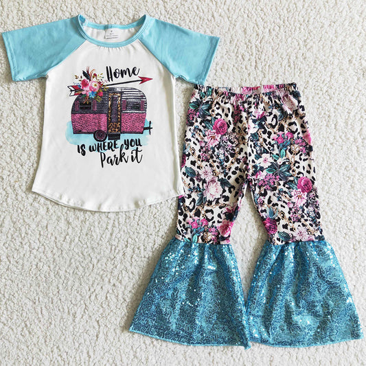 Fashion Baby Girl Clothes  Sequins Bell Pants Set Boutique Toddler Girls Clothes GSPO0053