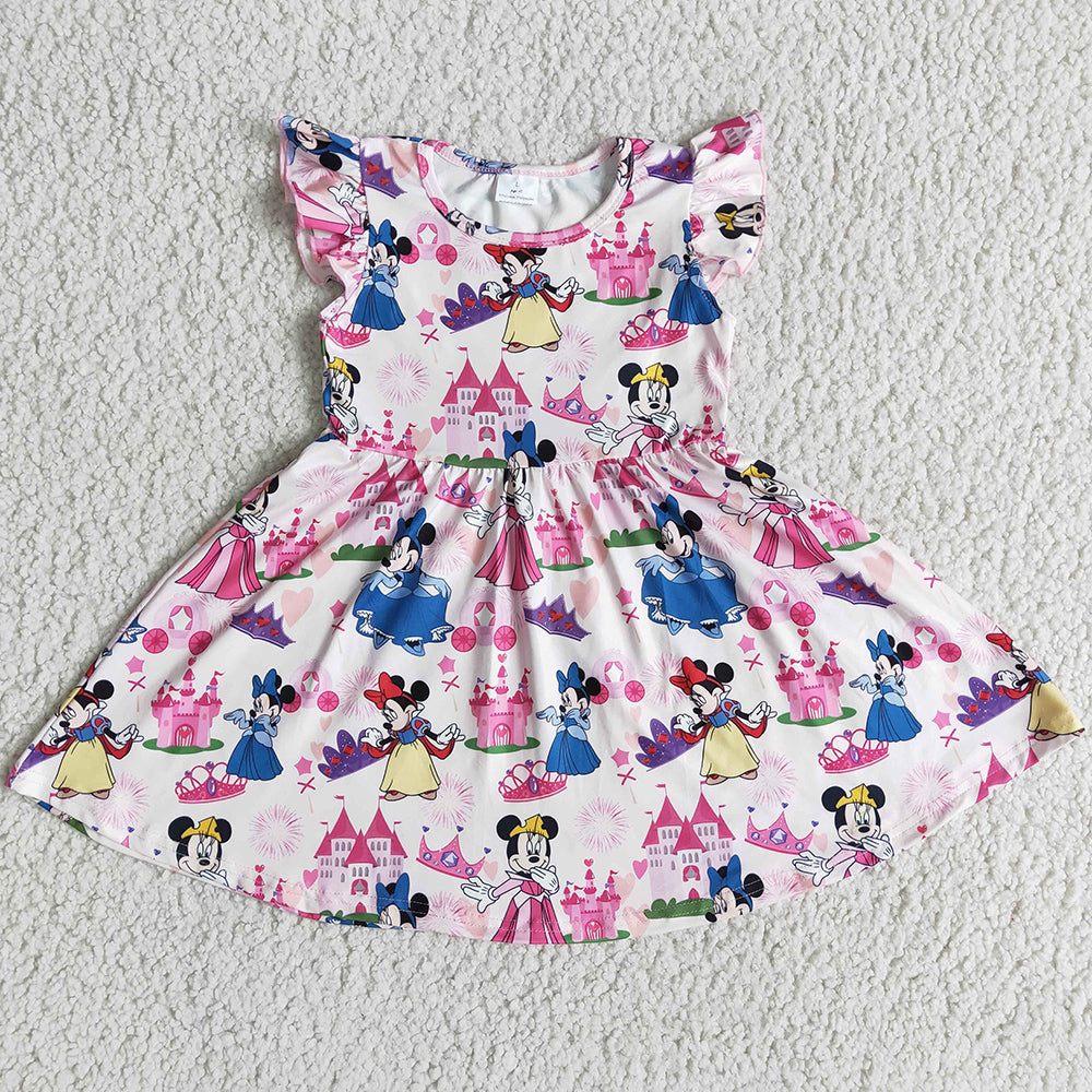 Boutique Baby Girl Dress Kids Girl Dresses Cartoon Cute Girls Dresses E6-5 3.11