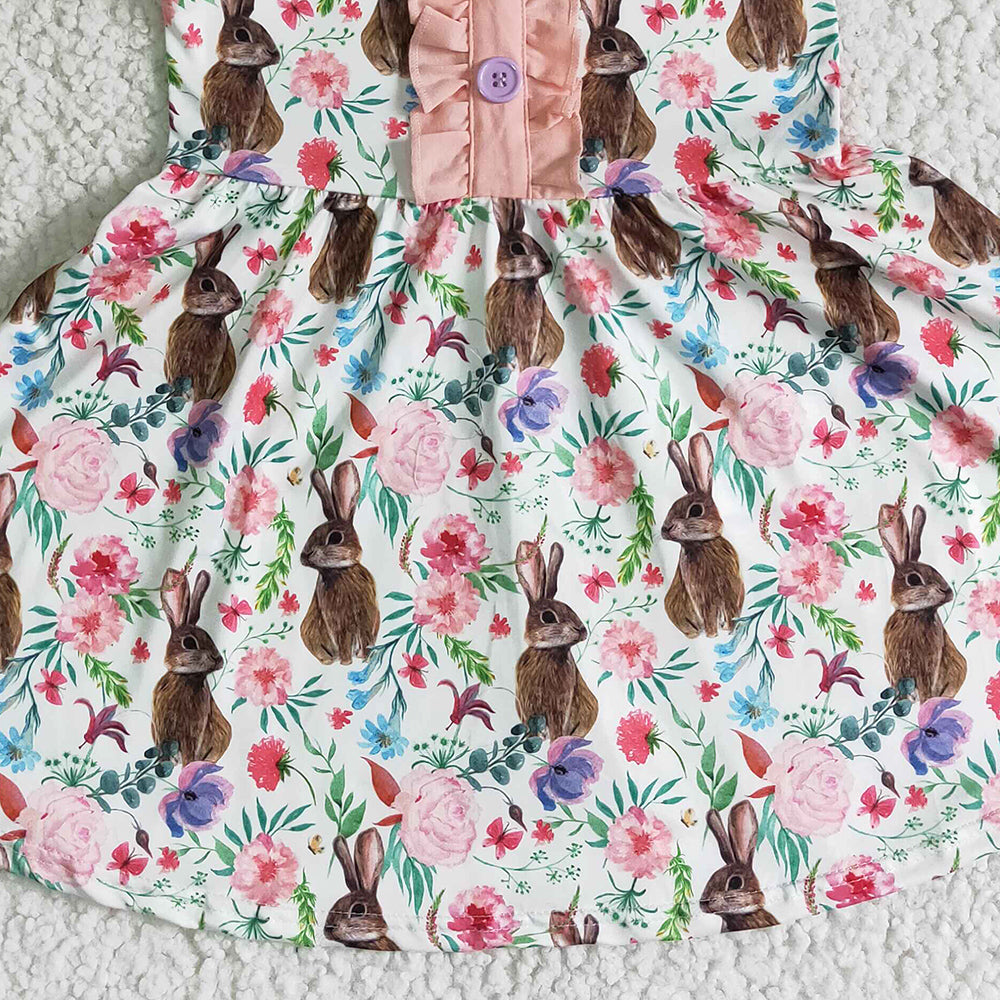 Hot Sale Girls Dresses Easter Day Kids Designer Clothes Girls Boutique Dress Bunny Cute Baby Girls Clothing Dress Wholesale B11-30