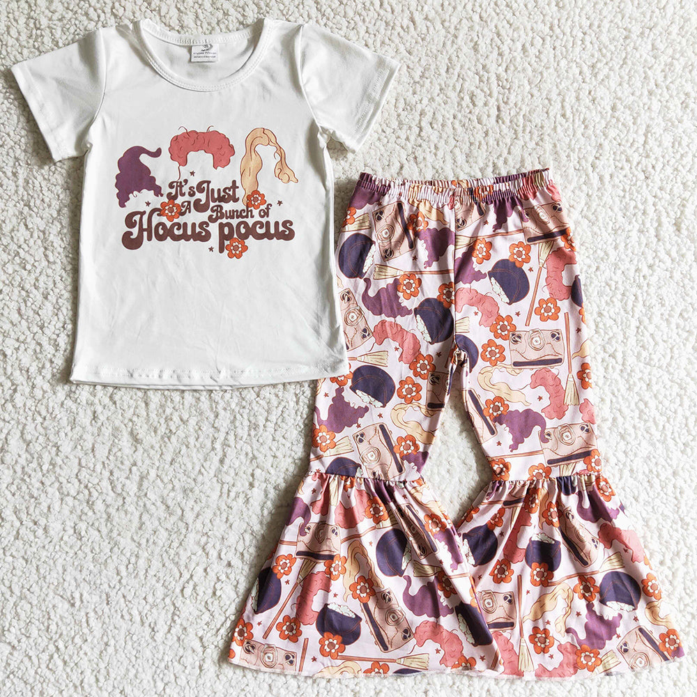 Hot Sale Toddler Girls Clothes Short Sleeve Bell Pants Halloween Outfits GSPO0183