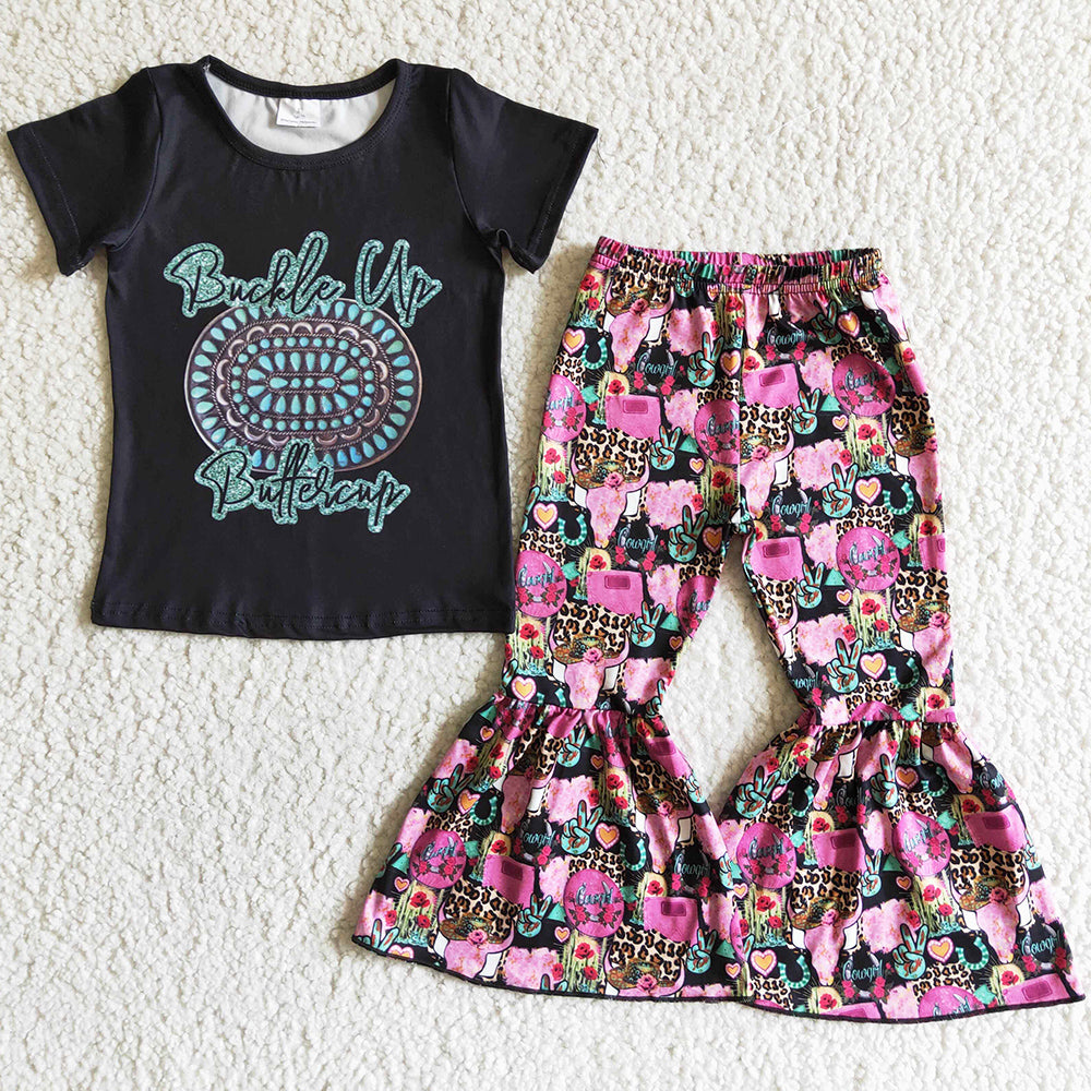 Wholesale Baby Girl Clothes Sets Boutique Kids Clothes Girls Bell Bottom Outfits GSPO0039