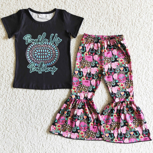 Wholesale Baby Girl Clothes Sets Boutique Kids Clothes Girls Bell Bottom Outfits GSPO0039