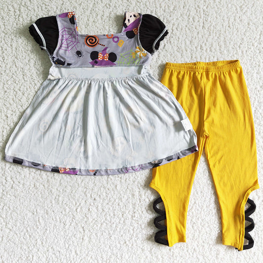 Boutique Girls Clothes Short Sleeve Halloween Kids Outfits GSPO0157