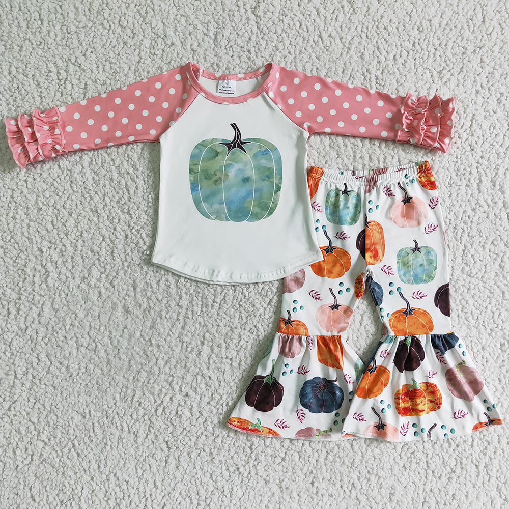 Hot Sale Halloween Baby Girls Clothes Pumpkin Bell Bottom Outfits GLP0240 10.3