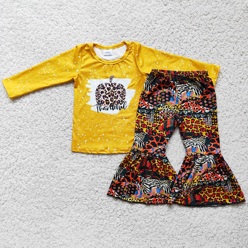 Boutique Toddler Baby Girls Clothes Girls Fall Outfits Pumpkin Print Girls Clothing 6 A3-16 9.8