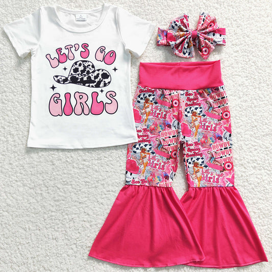 Fashion Baby Girl Clothes Bell Pants Set with Bow GSPO0511