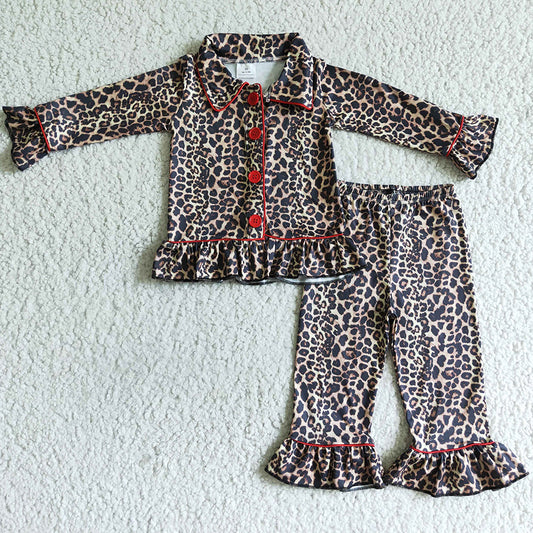 Leopard Baby Girl Pajamas Set Fashion Kids Girls Nightwear Long Sleeve 6 B4-23