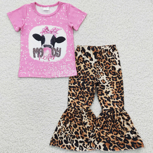 Wholesale Baby Girls Clothes Moody Leopard Bell Bottom Sets GSPO0588
