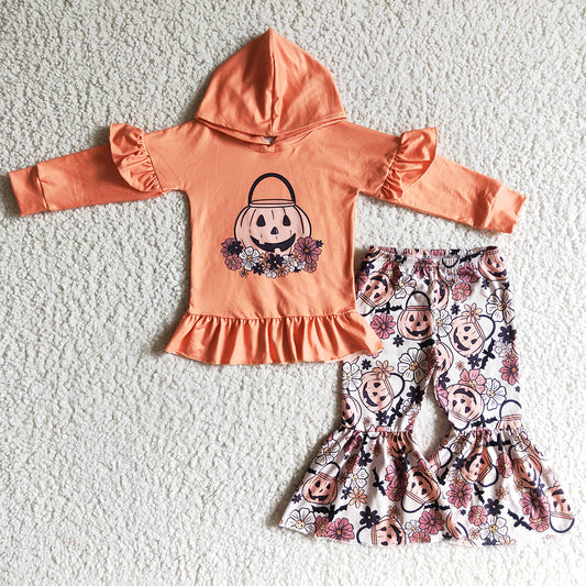 Fashion Toddler Baby Girls Clothes Hoodie Set Pumpkin Halloween Girls Outfits GLP0213