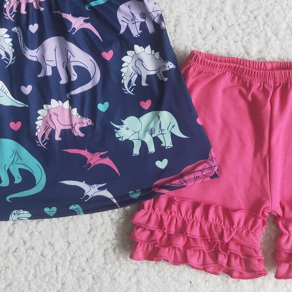 New Fashion Toddler Girls Clothes Dinosaur Fashion Baby Girls Summer Clothing Set Wholesale A13-16