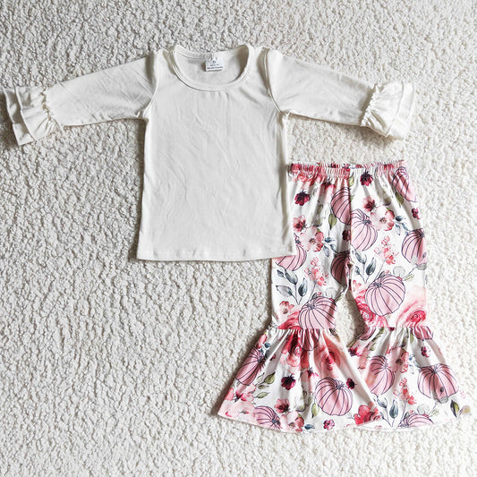 New Design Baby Girls Halloween Clothing Pumpkin Print Boutique Outfits GLP0264