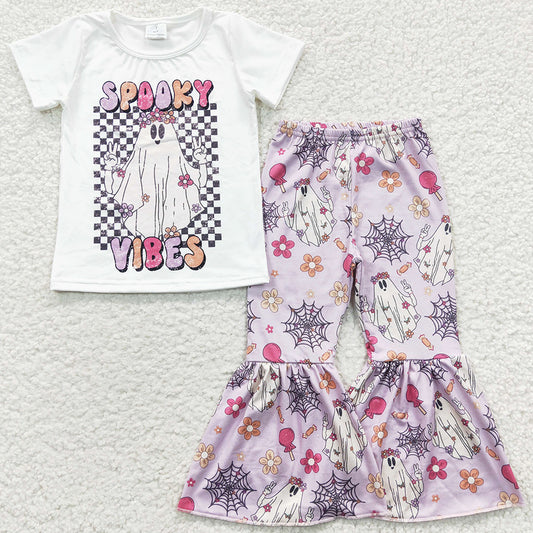 Baby Girls Clothes Halloween Ghost Bell Bottom Pants Sets GSPO0606