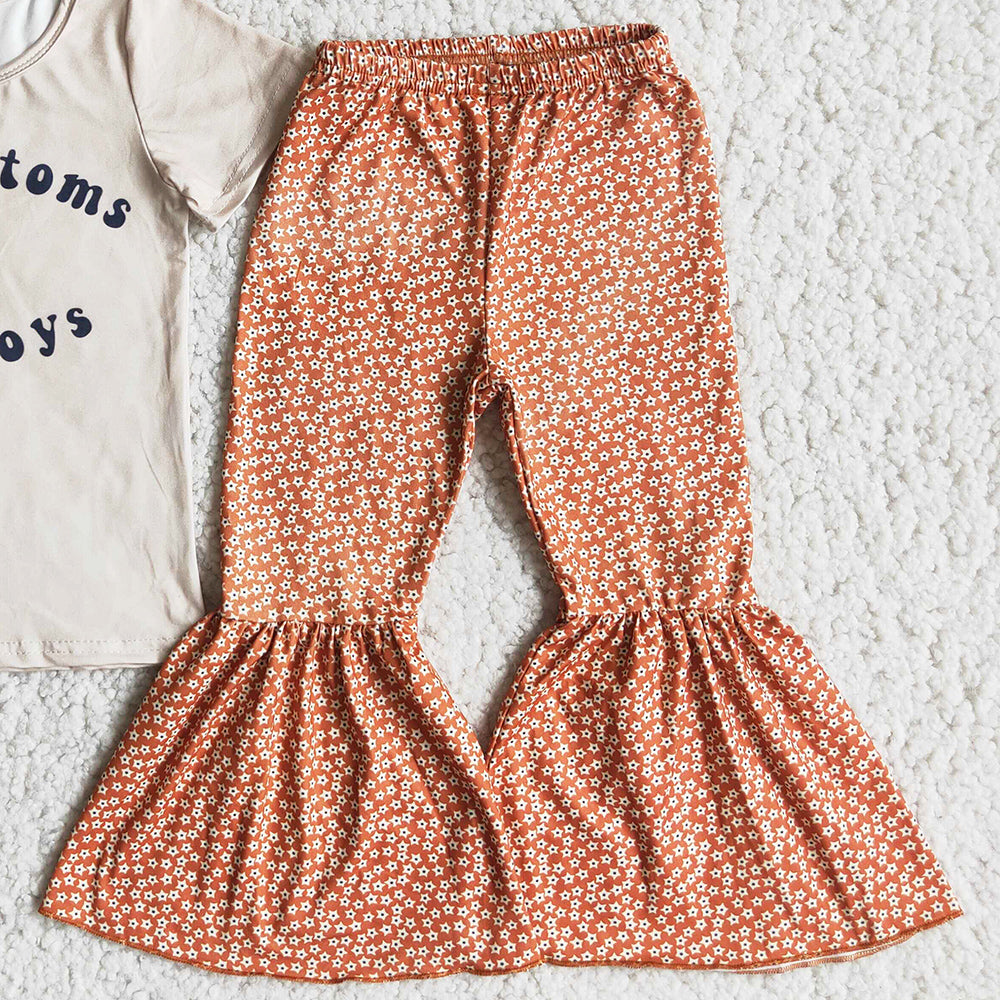 New Fashion Baby Girls Clothes Set Boutique Kids Clothes Girls Short Sleeve Bell Bottom Pants Cute Baby Toddler Outfits B14-13