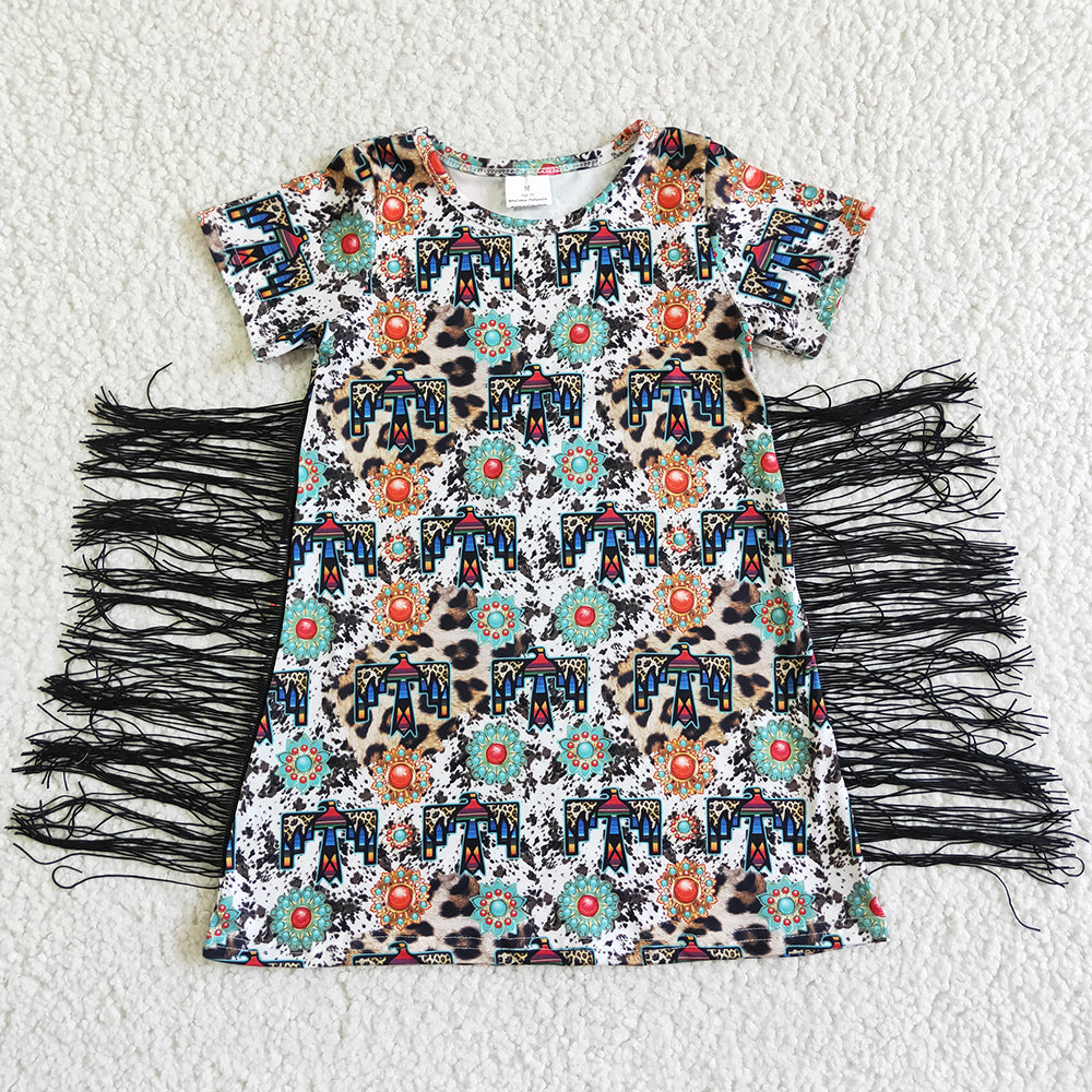 Western Style Toddler Girl Dress Cute Summer Toddler Kids Girl Dresses with Tassel GSD0058