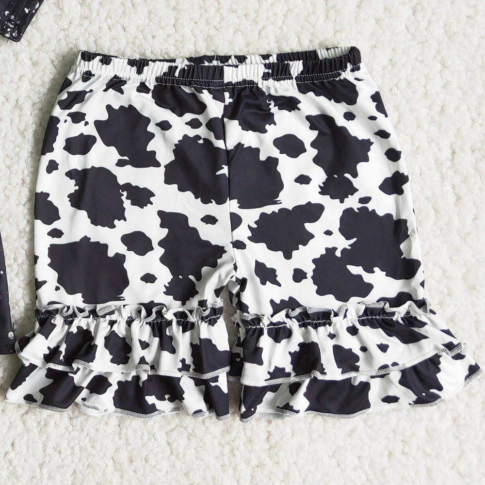 Hot Sale Baby Girls Clothing Outfits Cow Printed Cute Toddler Girl Summer Clothes Set C16-7