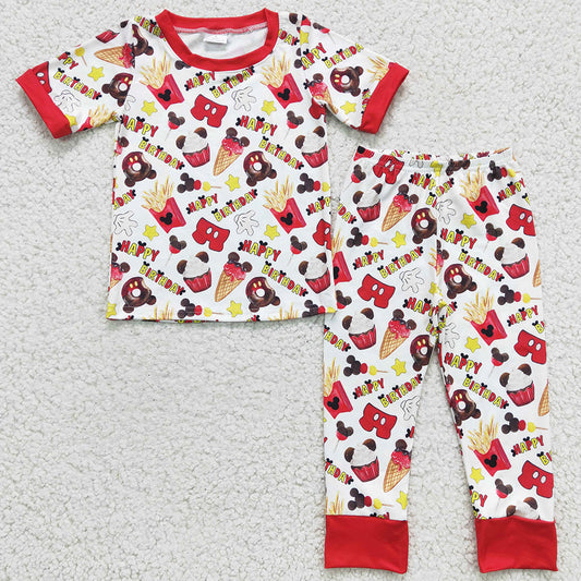 Boutique Baby Girls Pajamas for Happy Birthday Boutique Short Sleeve Long Pants Sleepwear Set GSPO0306 BSPO0047