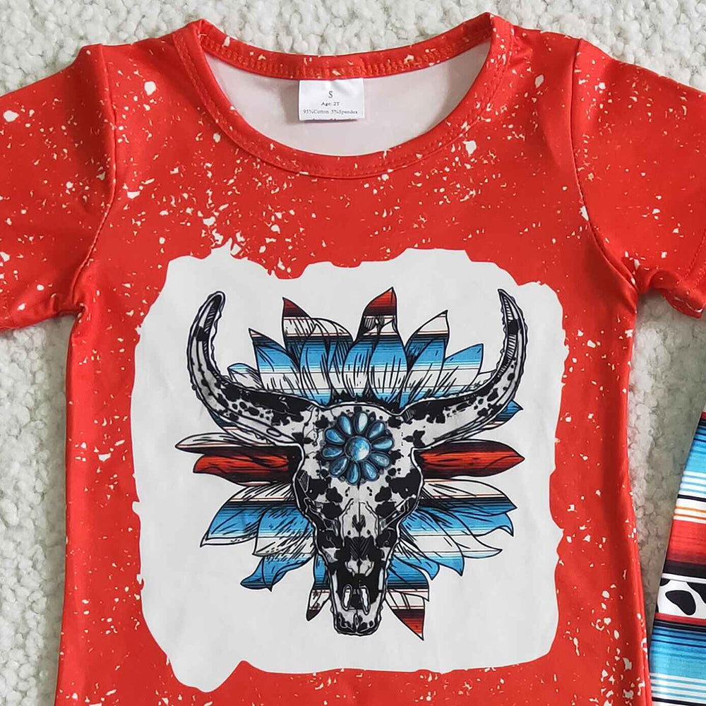 New Arrival Baby Girl Clothes Set Cow Print Kids Clothes Girls Bell Bottom Outfits Western Style Girls Clothing Popular Outfits GSPO0052