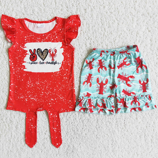 Fashion Baby Girls Clothing Lobster Spring Summer Kids Outfits Girls Clothes Set D12-13