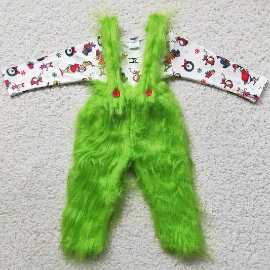 Christmas Boys Clothes Suspender Pants Set Boutique Outfits 6 B0-4