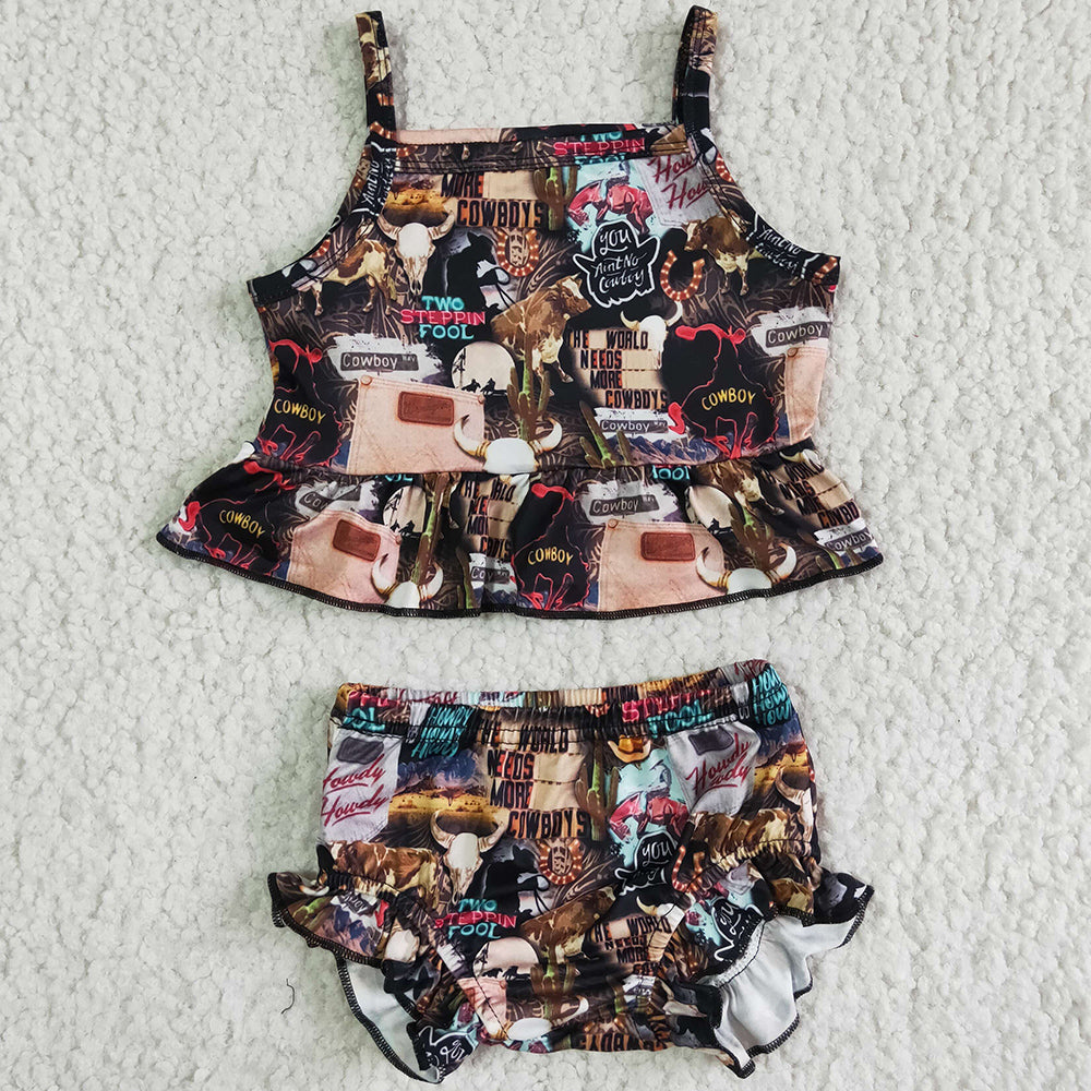Western Style Baby Girl Clothes Bummies Set Boutique Kids Clothes Girls Outfits GBO0008
