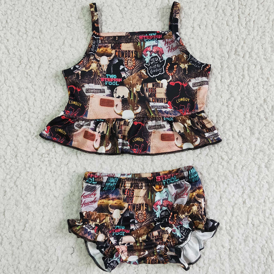 Western Style Baby Girl Clothes Bummies Set Boutique Kids Clothes Girls Outfits GBO0008