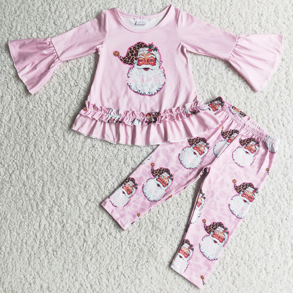 Pink Cute Baby Girls Christmas Clothing Santa Claus Boutique Toddler Girls Clothes Set 6 C9-23