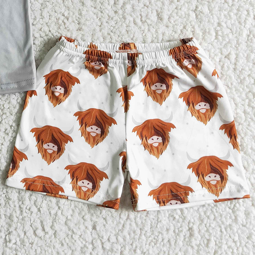 New Fashion Kids Designer Clothes Boys Summer Outfits Cute Baby Boy Clothes Set Cow Print Wild Child Kid Boys Clothing BSSO0004