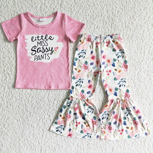 Fashion Baby Girl Clothes Bell Pants Sets Sassy Kids Clothes Flower Girls Outfits GSPO0062