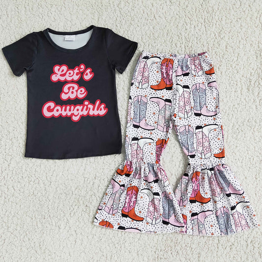Baby Girl Clothes Children Outfits Boutique Toddler Girl Clothes Short Sleeve Bell Bottom Pants E1-14 4.12