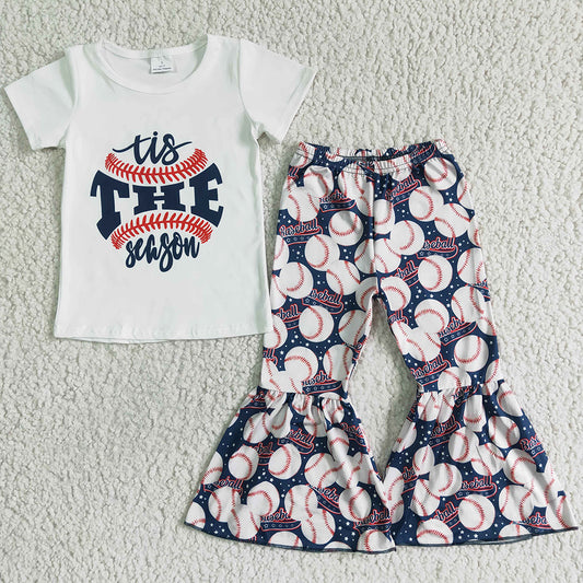 Toddler Girls Clothes Bell Bottom Outfits Cute Baseball Girls Clothing Set B5-13