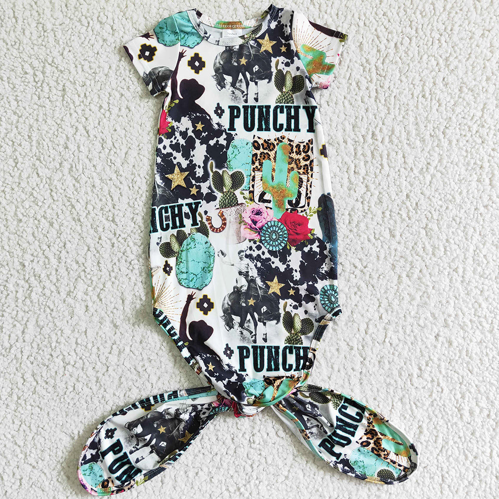 Western Style Newborn Baby Girls Gown Cactus Infant Newborn Gown Baby Girls Romper Night Gown NB0008 3.12
