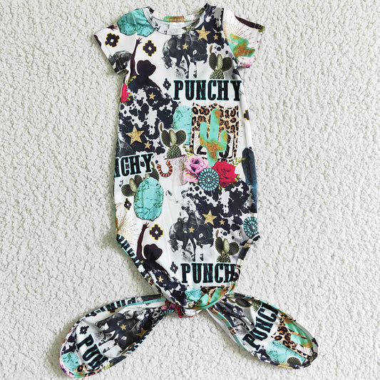 Western Style Newborn Baby Girls Gown Cactus Infant Newborn Gown Baby Girls Romper Night Gown NB0008 3.12