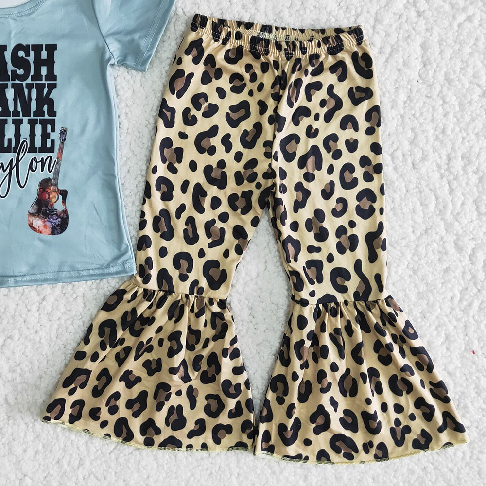 Wholesale Baby Girls Clothes Leopard Bell Pants Set Fashion Kids Clothes Girls Boutique Outfits Wholesale Children Clothing Set D9-13