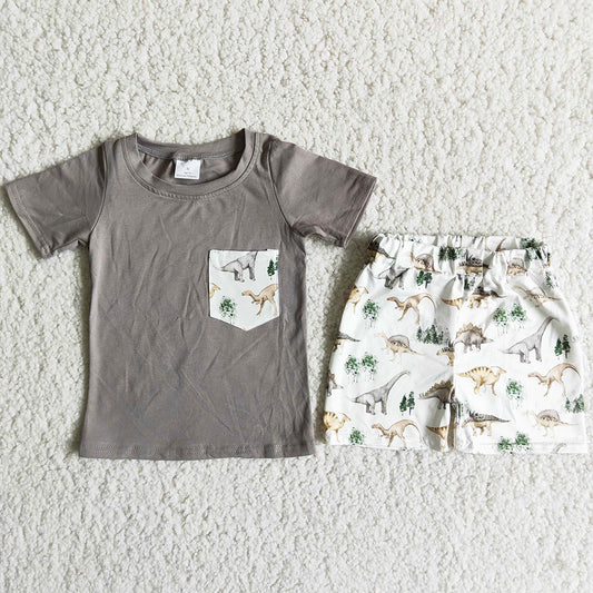 Boutique Baby Boy Clothes Summer Kids Outfits Dinosaur Boys Clothing Sets D11-12