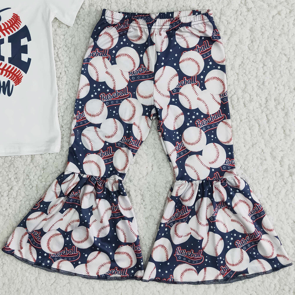 RTS Baby Girls Clothes Outfits Spring Summer Short Sleeve T-shirt Bell Bottom Pants Girls Boutique Outfits Toddler Baby Clothes B5-13
