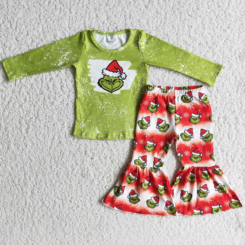 Cute Baby Girls Clothes Set Christmas Kids Girls Bell Bottom Pants Outfits 6 B7-21