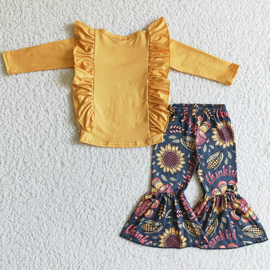 Hot Sale Girls Clothes Turkey Print Boutique Thanksgiving Kids Outfits GLP0201