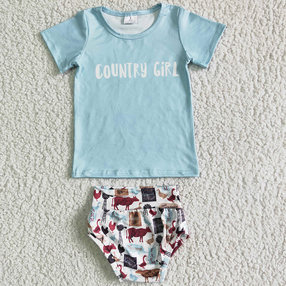 Fashion Infant Toddler Baby Girl Clothes 2pcs Bummie Set Newborn Baby Clothing Bummies Outfits GBO0004