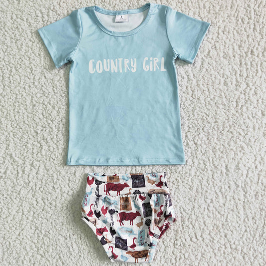 Fashion Infant Toddler Baby Girl Clothes 2pcs Bummie Set Newborn Baby Clothing Bummies Outfits GBO0004