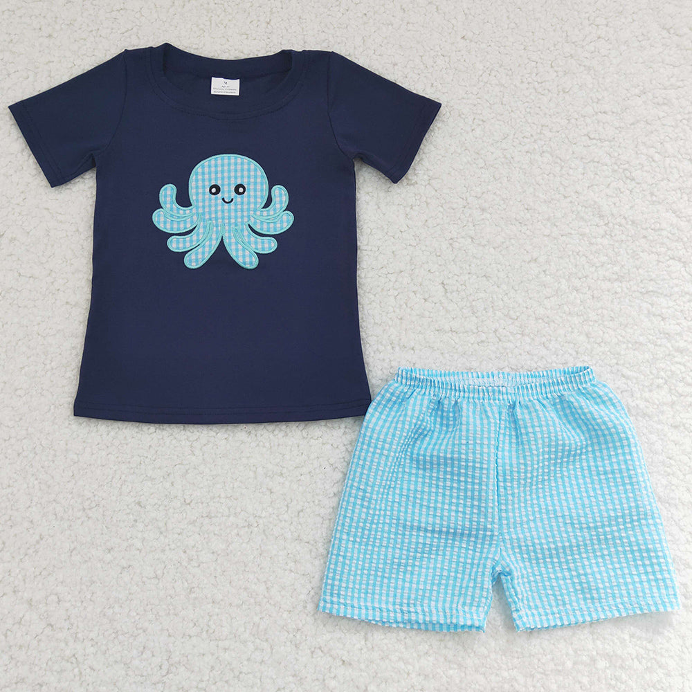 RTS Baby Boy Clothes Octopus Embroidery Cute Boys Clothing Set BSSO0088 4.1