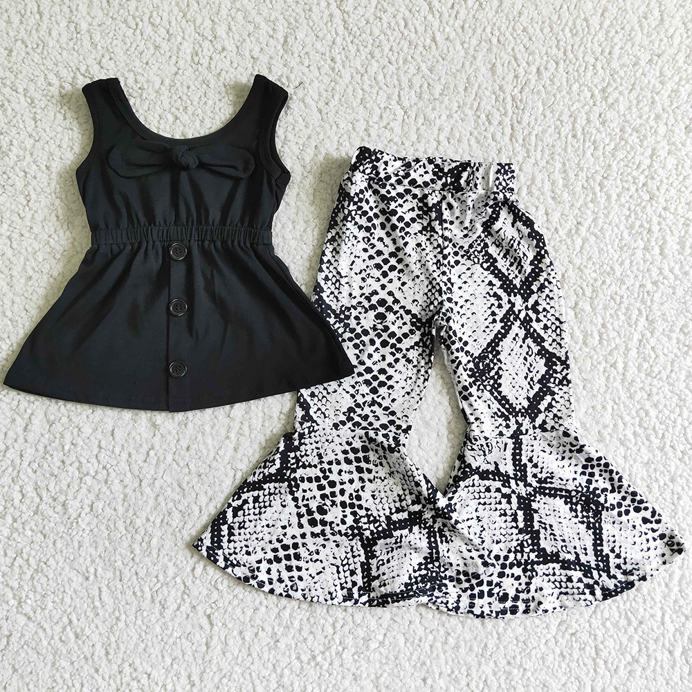 Hot Sale Baby Girl Clothes Sleeveless Top+Bell Pants Set Toddler Girls Boutique Clothing A18-2