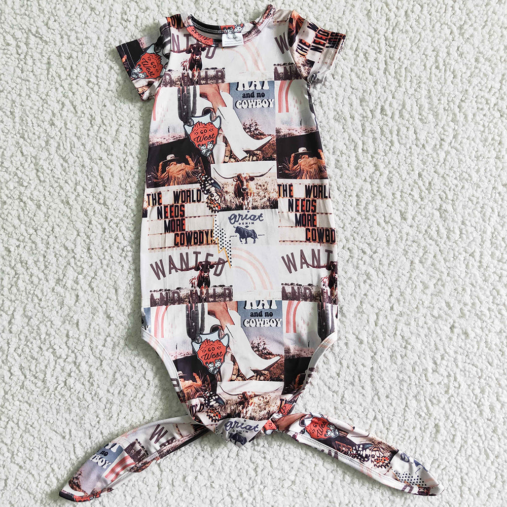 Newborn Baby Girls Gown Western Style Boutique Infant Newborn Gown Night Gown NB0009 3.12