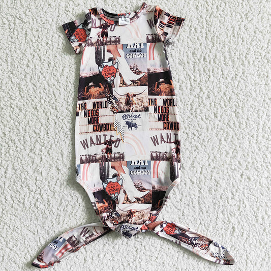 Newborn Baby Girls Gown Western Style Boutique Infant Newborn Gown Night Gown NB0009 3.12