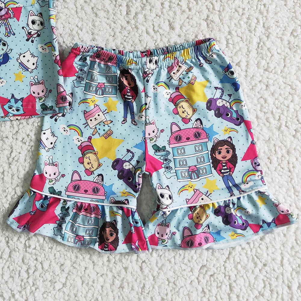 Fashion Kids Designer Clothes Girls Pajamas Boutique Baby Girls Pajamas Sets Short Sleeve Shorts GSSO0014 3.12