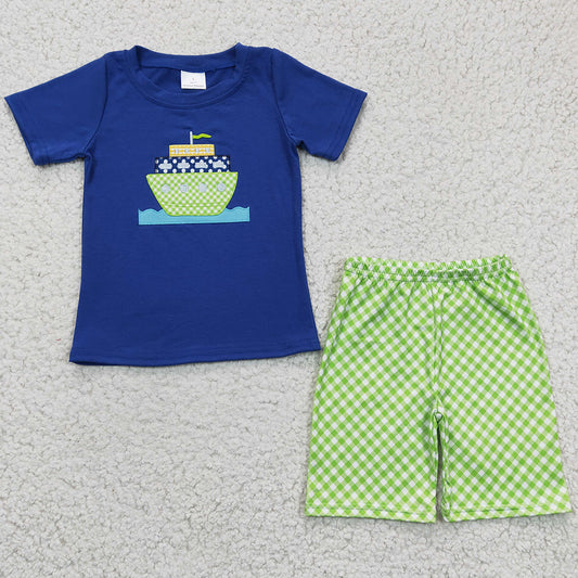 Summer Boys Clothing Embroidery Boutique Baby Kids Outfits BSSO0097 6.10