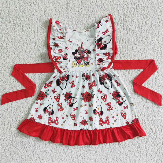 Summer Boutique Baby Girl Dress Cartoon Print Cute Short Sleeve Toddler Girl Dresses GSD0069