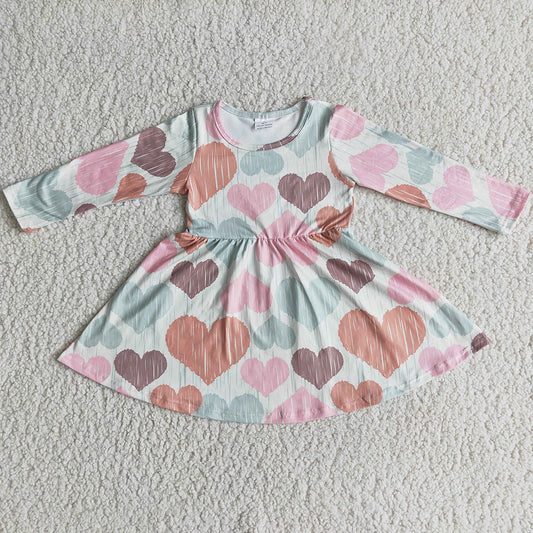 Valentine's Day Baby Girls Dress Long Sleeve Love Girls Twirl Dresses 6 A1-5
