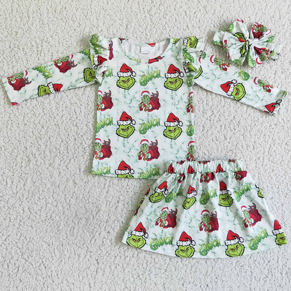 New Design Christmas Baby Girl Clothes Skirt Set GLD0081